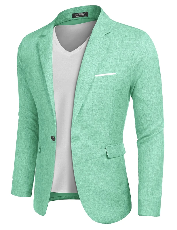 COOFANDY Men's Blazer Casual Sport Coats Slim Fit One Button Suit Jacket Lightweight Sports Jacket, Mint Green, L