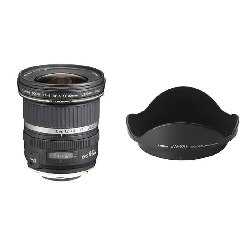 Canon EF-S 10-22mm f/3.5-4.5 USM Lens, Black & EW-83E Lens Hood For EF-S 10-22mm f/3.5-4.5 USM