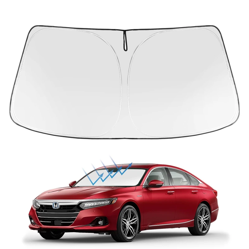Front Windshield Sun Shade Foldable Sunshade Protector 2022 2021 2020 2019 2018 Custom Fit Honda Accord Sedan, LX, Sport, EX, EX-L, Touring Accessories 2022 Upgrade