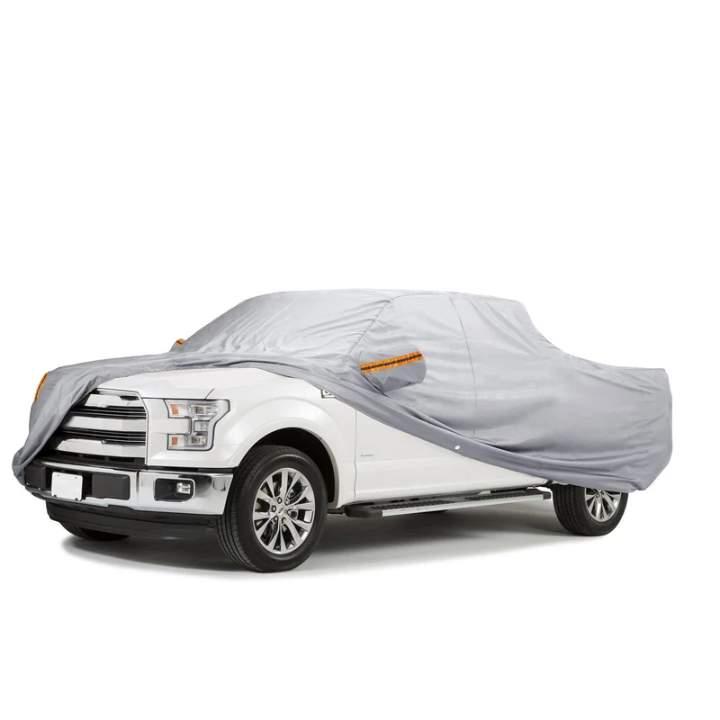 BDFHYK Waterproof Car Cover All Weather Cover with Zipper Lock Cable for F150 Ridgeline Tundra Colorado Canyon Tacoma RAM 1500 Silverado Sierra Trucks (Length 230" to 242")
