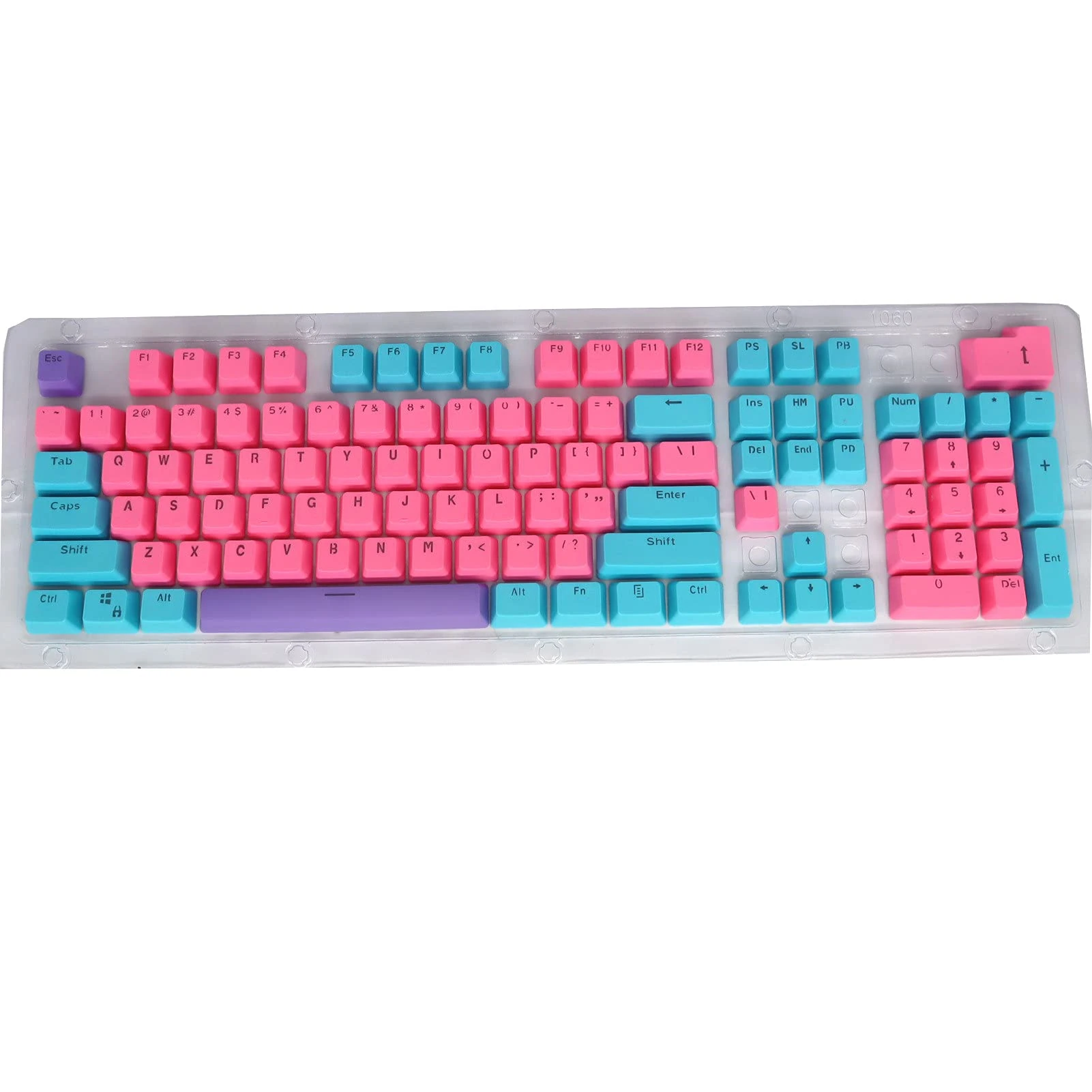 104Pcs Keycaps Normalized Wear-resistant PBT Universal Keys Cap Set for Cross-axis Mechanical Keyboards,Keycaps Keyset for Mechanical Gaming Keyboard Switches- Pink purple blue