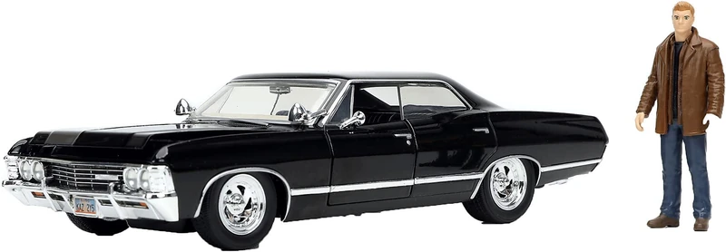 Jada Toys 253255037 Supernatural Dean Winchester, 1967 Chevy Impala Sport Sedan, Doors + Boot + Moter Cover to Open, Scale 1:24, Black, One Size - Image 1