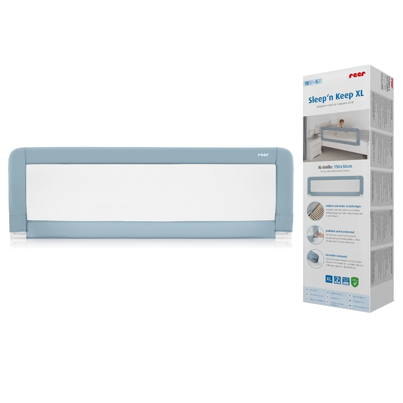 Reer Sleep'n Keep Cot Bed Fall Guard, Folding Function, 150 cm Length for 180-210 cm Beds