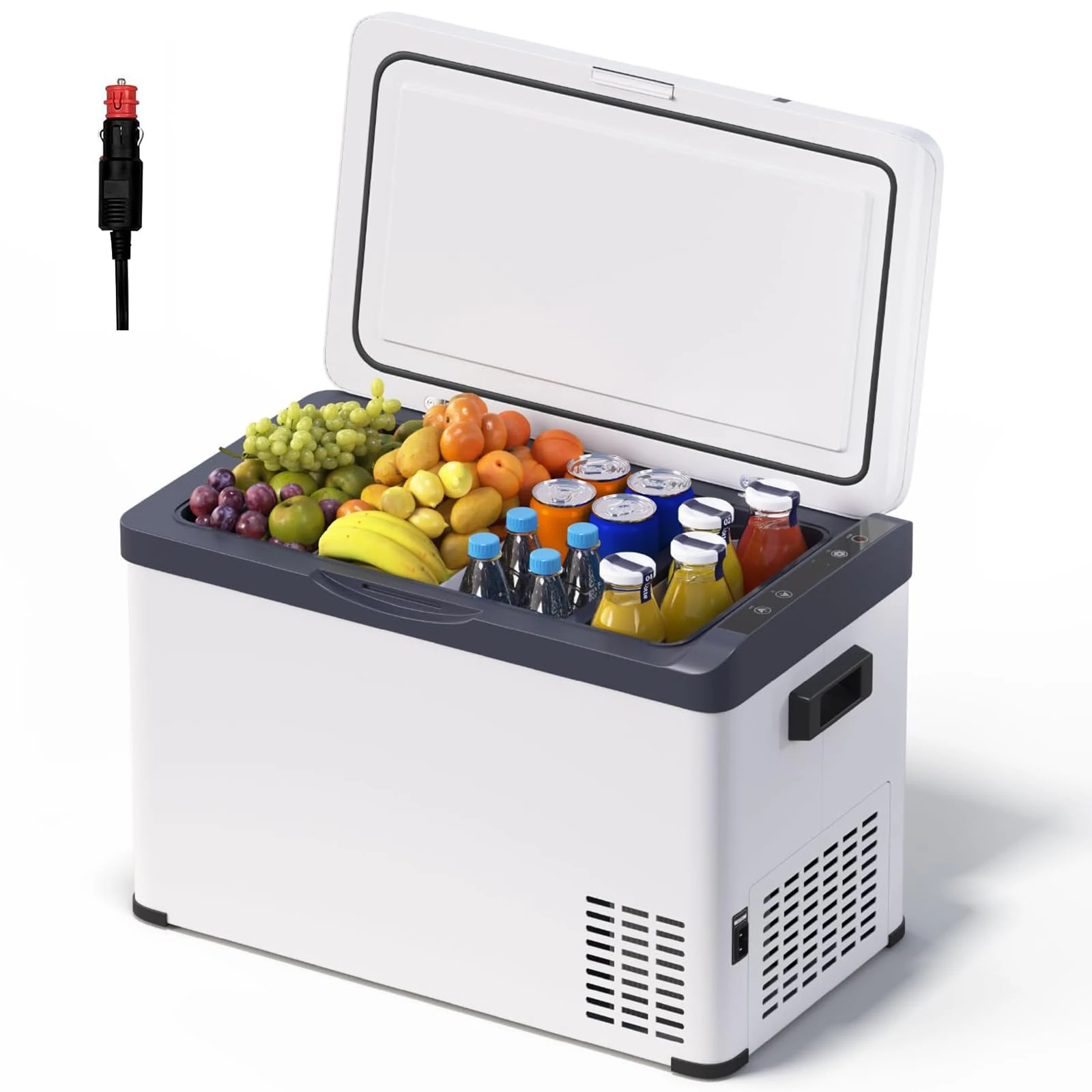 WOLTU Mini Car Fridge 30L, Portable Compressor Fridge 12V 240V Small Freezer Car Refrigerator, Electric Cool Box, for Vehicle, Home, Camping, Office, White+Black