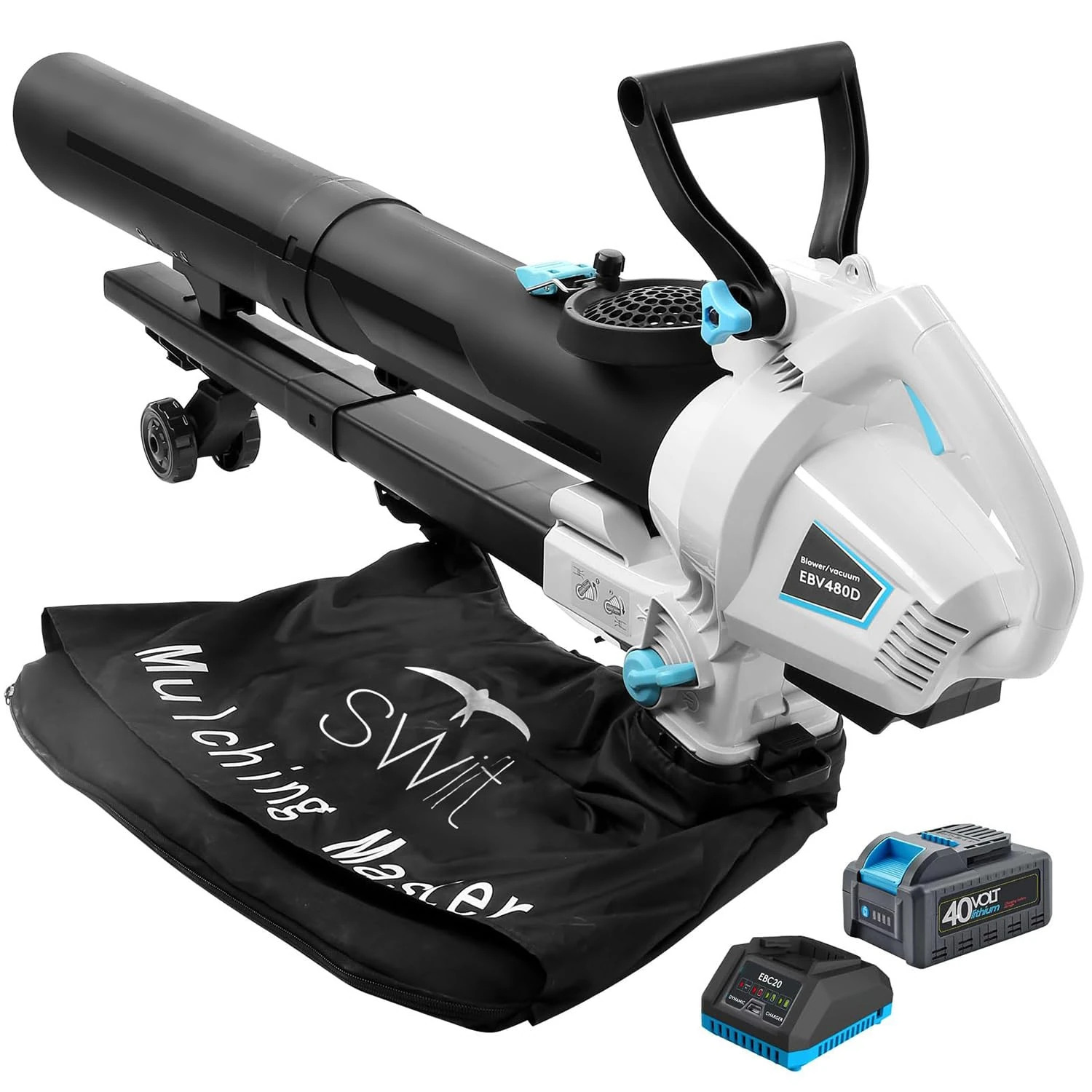 swift 40V 3-in-1 Cordless Leaf Blower/Vacuum/Mulcher，30:1 Mulching Ratio（1 x 2Ah Battery and 1 Charger Included）