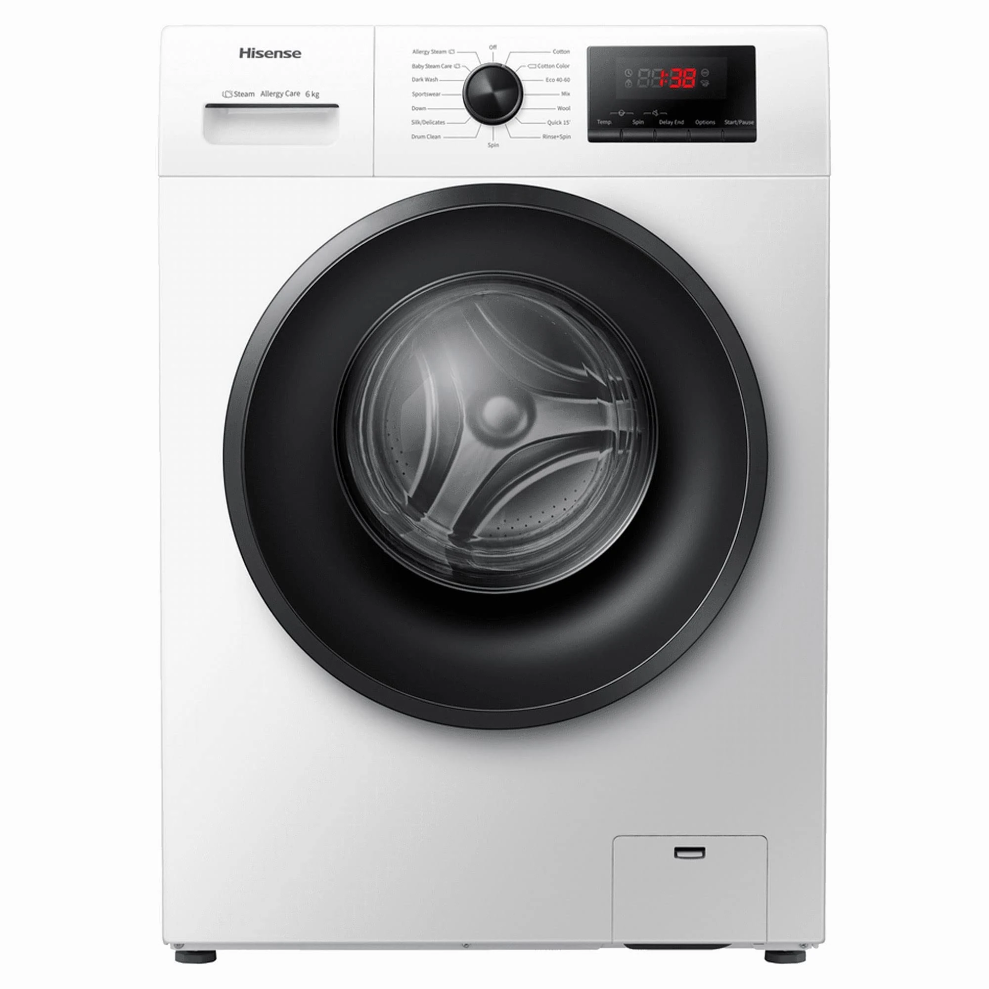 Hisense-WFPV6012EM-Freestanding-6 KG-Front Load Washing Machine-Steam Wash-Quick Wash-15 Washing Programs-1200 RPM-White-Energy Rating E