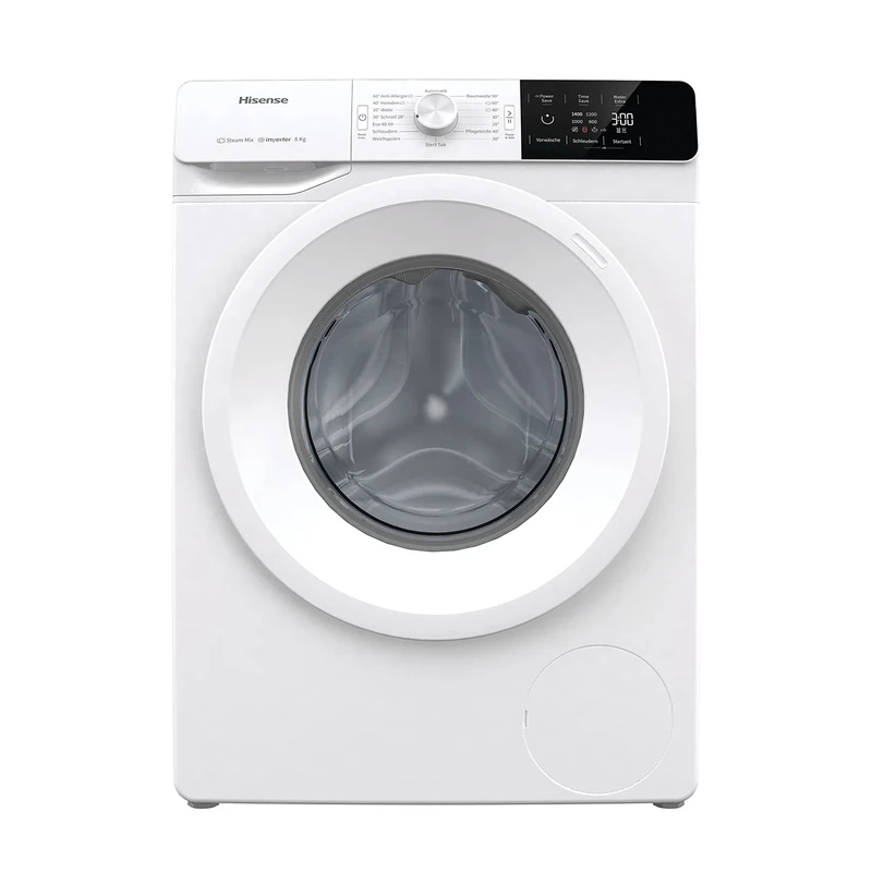 Hisense WFGE80141VM 60cm Freestanding 8 KG Front Load Washing Machine - 1400 RPM - Steam Cleaning - 20' Quick Wash - Inverter Motor - White