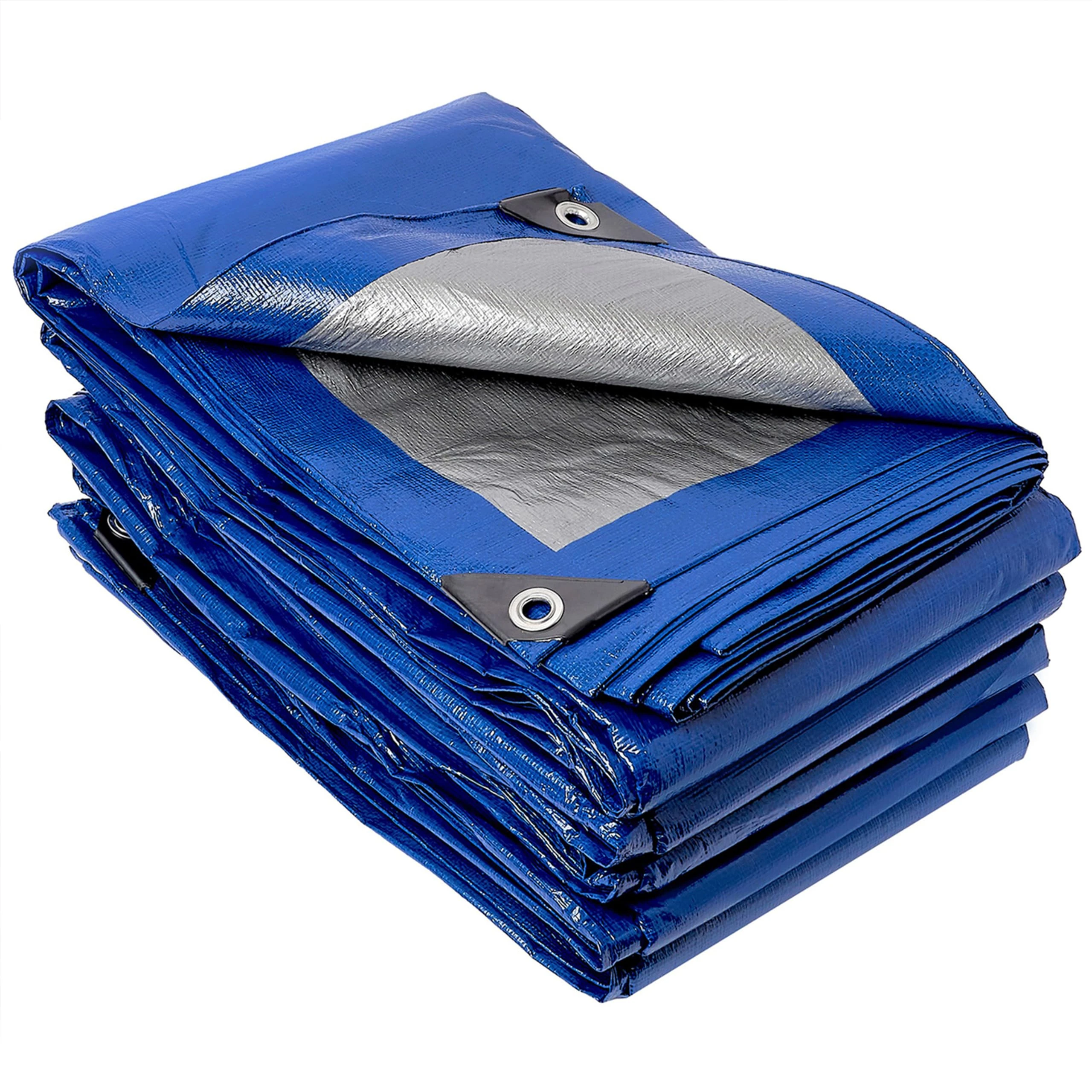 New Brackit Heavy Duty PE Blue Tarpaulin; Extra Large 5m x 8m / 16.4ft x 26.2ft; Thick Woven 140GSM Waterproof Double-Sided Fabric - Supreme Versatility for Covering, Protecting (1 Pack)