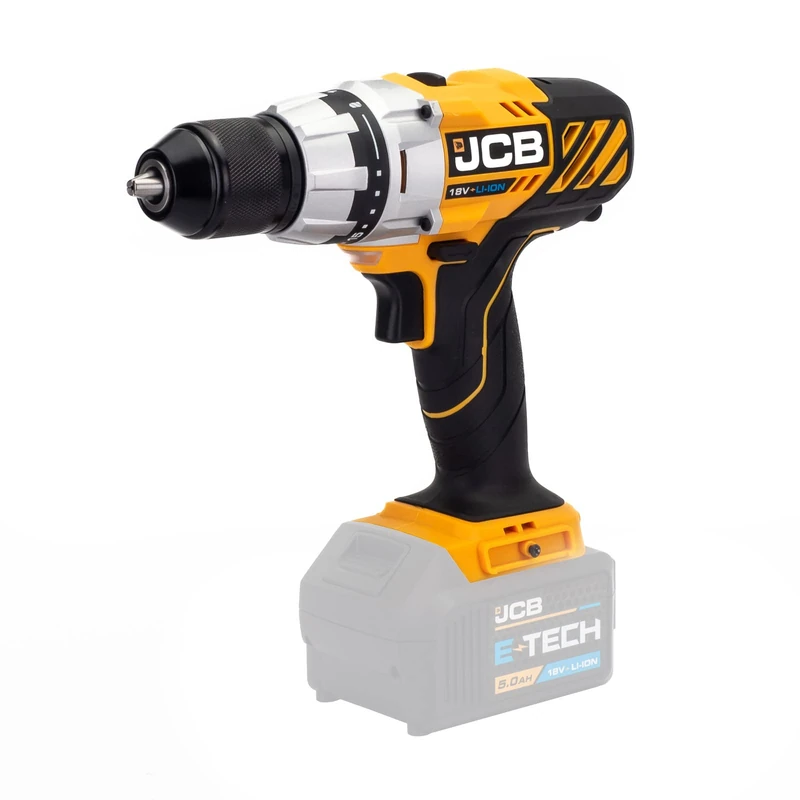 JCB 18V Brushless Cordless Drill Driver, Bare Unit, Variable Speed & LED Light, 13mm Keyless Chuck, 19+1 Position Torque & Belt Clip - 3 Year Warranty