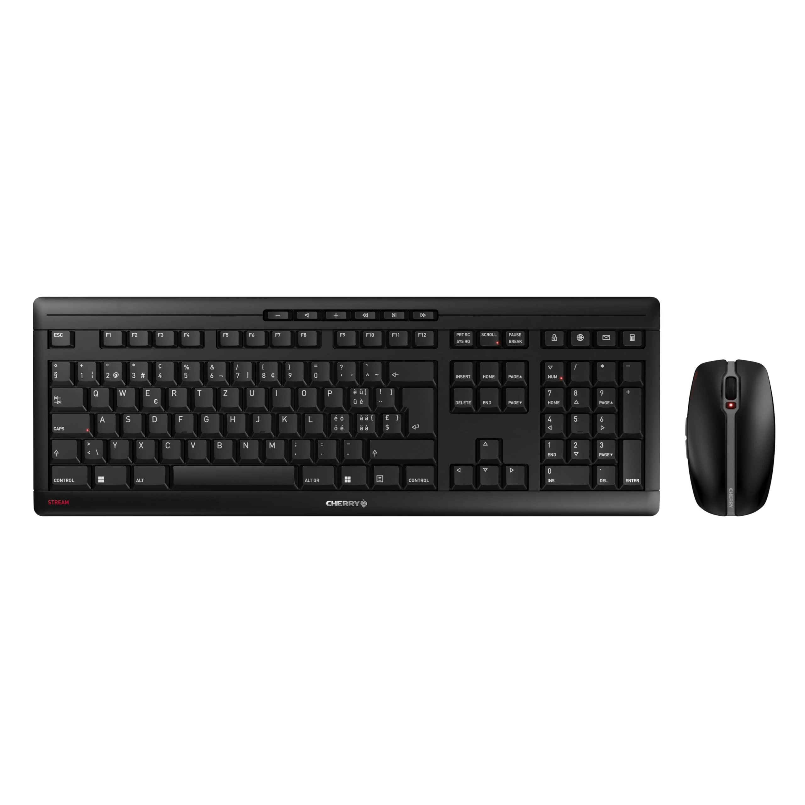CHERRY STREAM DESKTOP RECHARGE, Wireless Desktop Set, Swiss Layout (QWERTZ), 2.4 GHz RF, Quiet Keystrokes, Rechargeable, Black