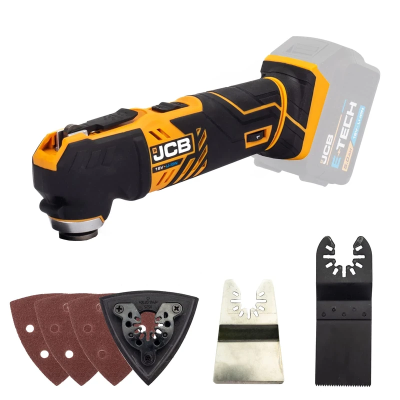 JCB 18v Cordless Multi Tool, Bare Unit, Variable Speed, Anti-Vibration & Tool Free Blade Changing, Rubber Grip - Quick Change Blade - 3 Year Warranty