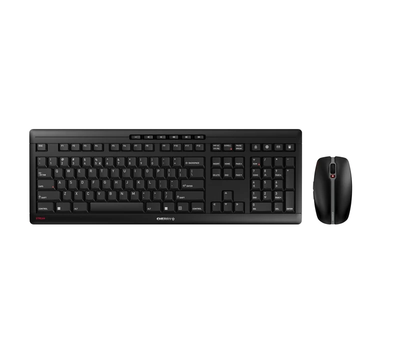 CHERRY STREAM DESKTOP RECHARGE, Wireless Desktop Set, EU Layout (QWERTY), 2.4 GHz RF, Quiet Keystrokes, Rechargeable, Black