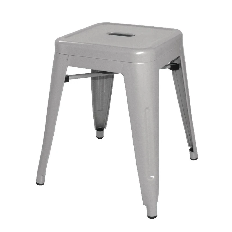 Bolero Bistro Galvanised Steel Stacking Low Stool (4 pack) - Multipurpose Step Stool, Sitting, Portable DL875