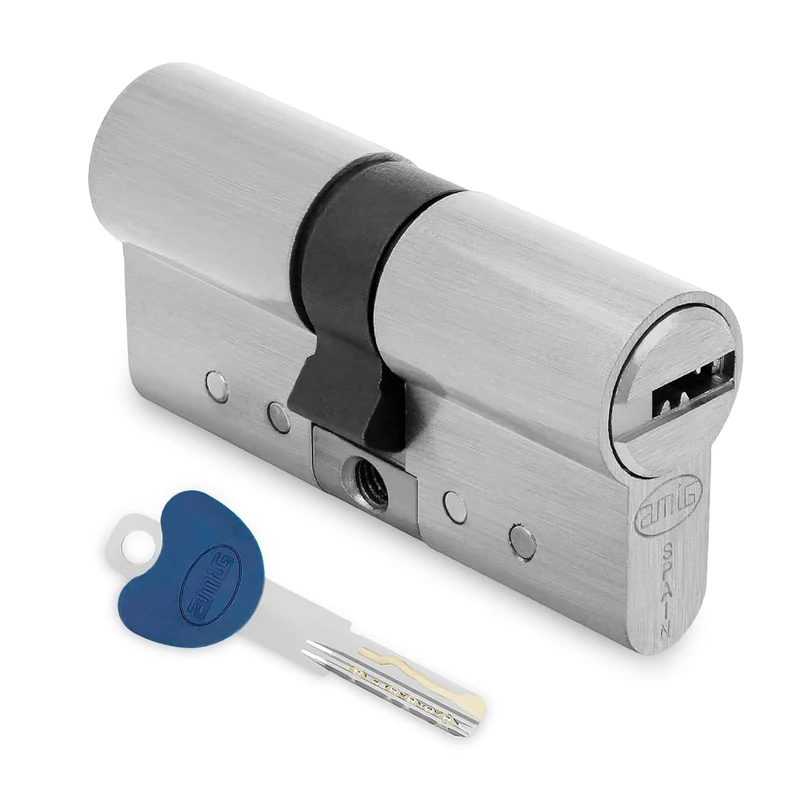 AMIG - 20000 Safety Cylinder, Anti-Bump and Anti-Pick System, Double Clutch, Anti-Extraction and Anti-Break Cylinder, Measurements: 90 mm (45-45 Each Side from the Center of the cam), Matt Chrome