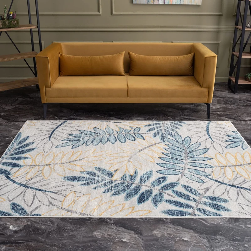 AREA RUGS LIVING ROOM BEDROOM LARGE SMALL VINTAGE SOFT SHORT PILE BORDERED CLASSIC ORIENTAL DESIGN TRADITIONAL PERSIAN MOROCCAN BOHO CARPET - XLARGE 200X290 CM, MULTICOLOURED LEAVES DESIGN