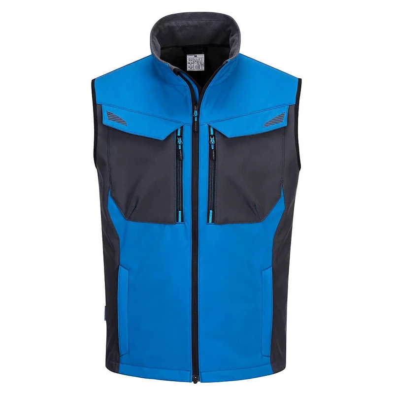Portwest T751 Softshell Gilet WX3 Fleece Water Resistant Insulated Body Warmer Outdoor Windproof Vest Mens Workwear Blue, Medium