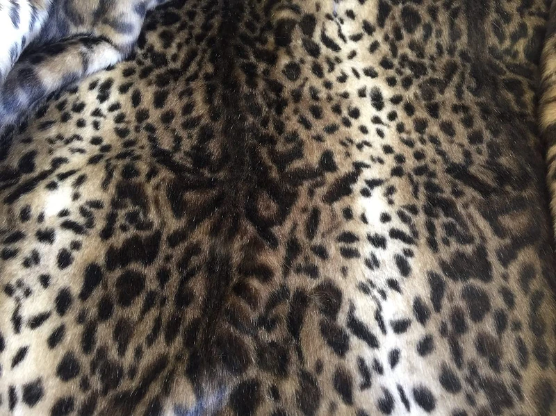 Super Luxury Faux Fur Fabric Material - Brown Jaguar, 1Mtr - 150cm x 100cm