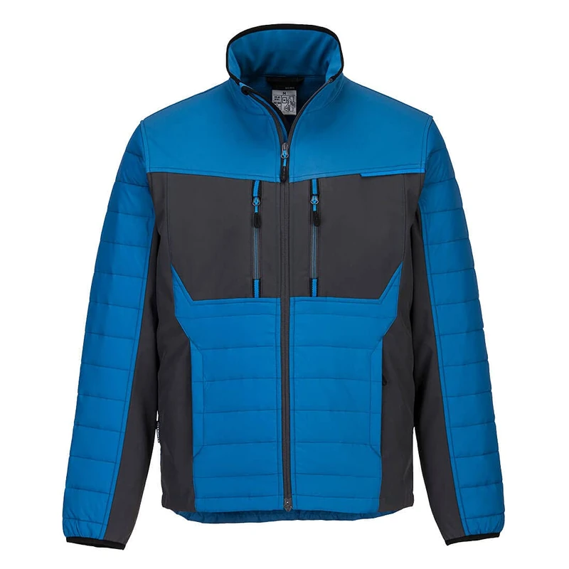 Portwest T752 Hybrid WX3 Baffle Jacket Lightweight Water Resistant Insulated Outdoor Softshell Windproof Coat Leisure Workwear, Persian Blue, Large - Image 1