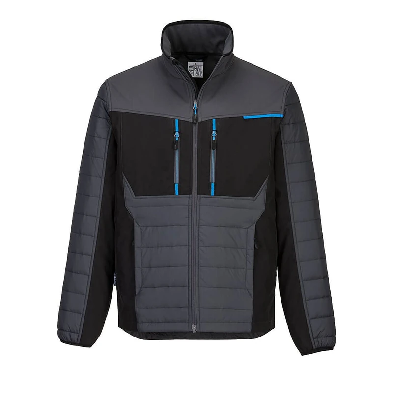 Portwest T752 Hybrid WX3 Baffle Jacket Lightweight Water Resistant Insulated Outdoor Softshell Windproof Coat Leisure Workwear, Metal Grey, X-Large