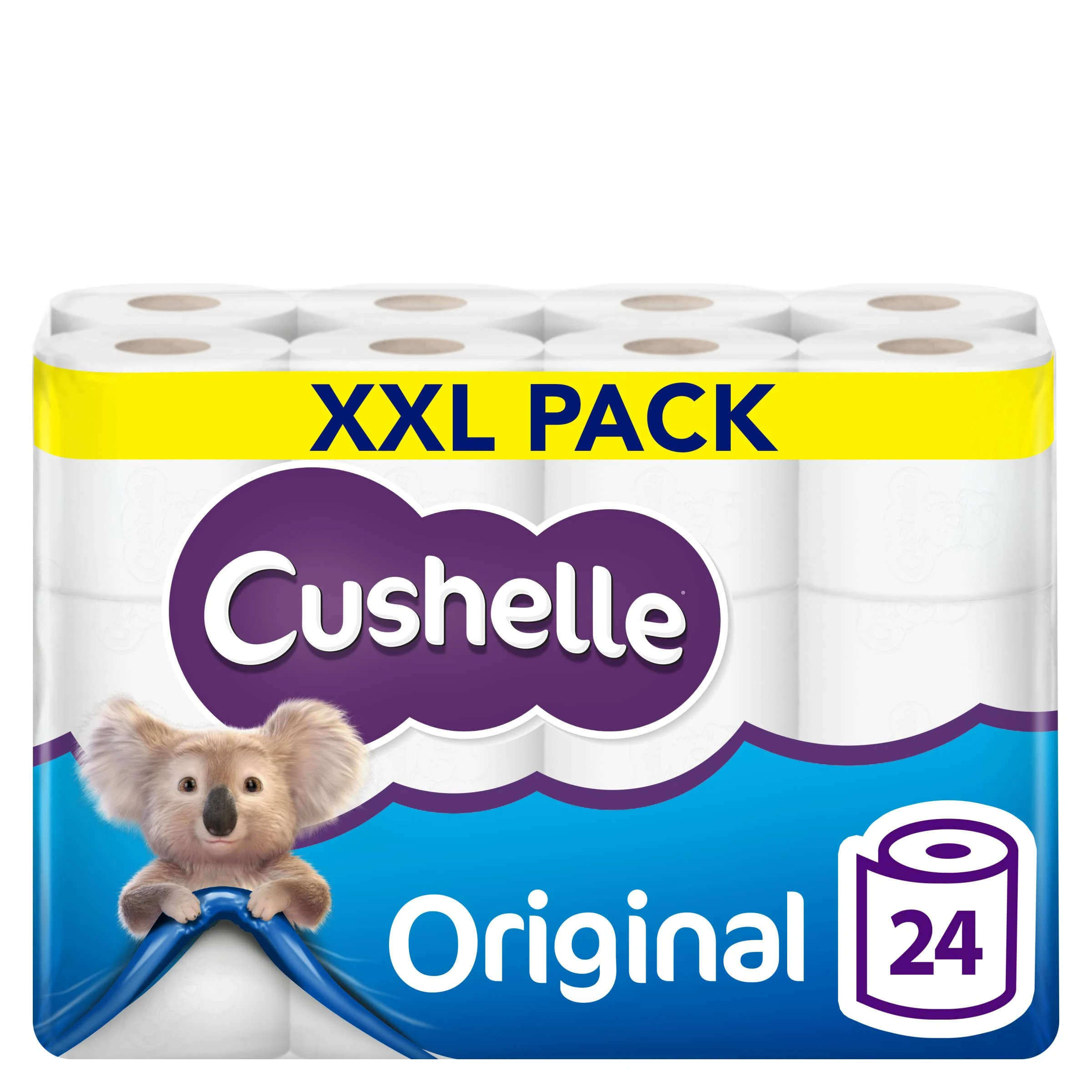 Cushelle Original Toilet Paper Bulk Buy, 24 White 2 ply Toilet Rolls