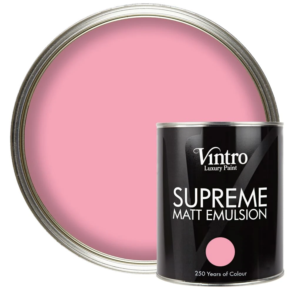Vintro | Luxury Matt Emulsion | Smooth Chalky Finish | Multi Surface Paint | for Walls, Ceilings, Wood and Metal | 1L (Pink)