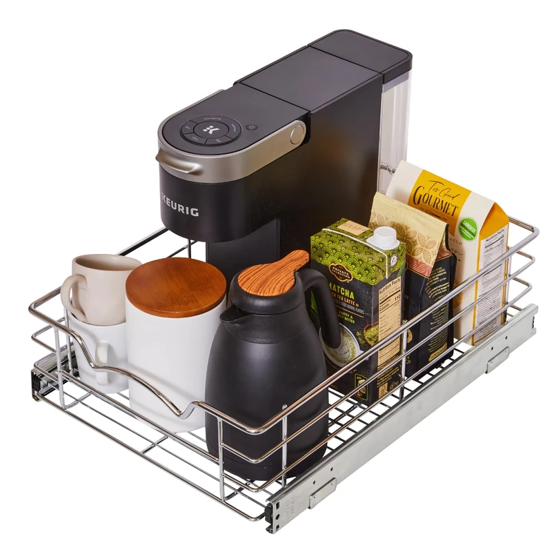 HOLDN’ STORAGE Pull Out Cabinet Organizers – 5” High Slide Pull Out Drawers for Kitchen Cabinets – Heavy Duty-with 5 Year Limited Warranty – Basket Size 14" W x 21" D x 5" H