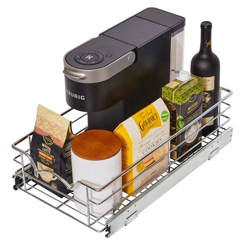 HOLDN’ STORAGE Pull Out Cabinet Organizers – 5” High Slide Pull Out Drawers for Kitchen Cabinets – Heavy Duty-with 5 Year Limited Warranty – Basket Size 11" W x 21" D x 5" H.