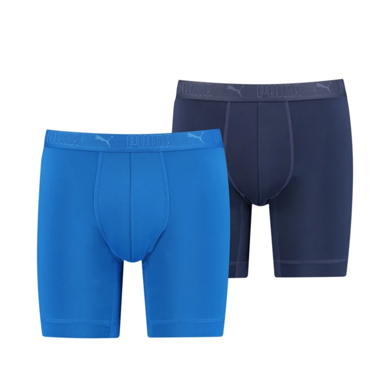 PUMA Men's Sport Microfiber Long Boxer Shorts, Blue Combo, L UK