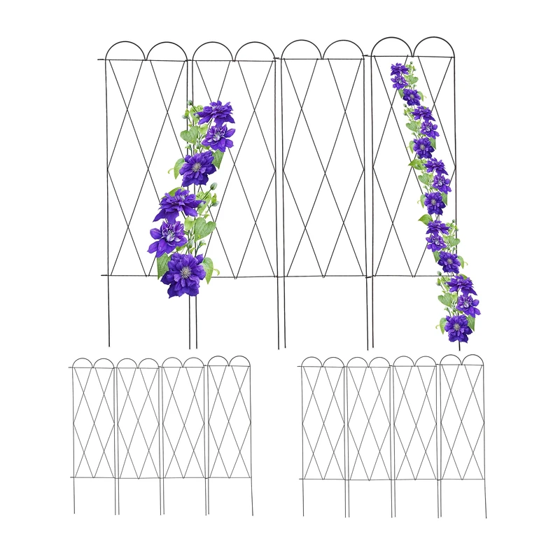 Relaxdays trellis panels, set of 3 metal garden screens, 127 cm high, for climbing plants, decorative fencing, red-brown, Steel