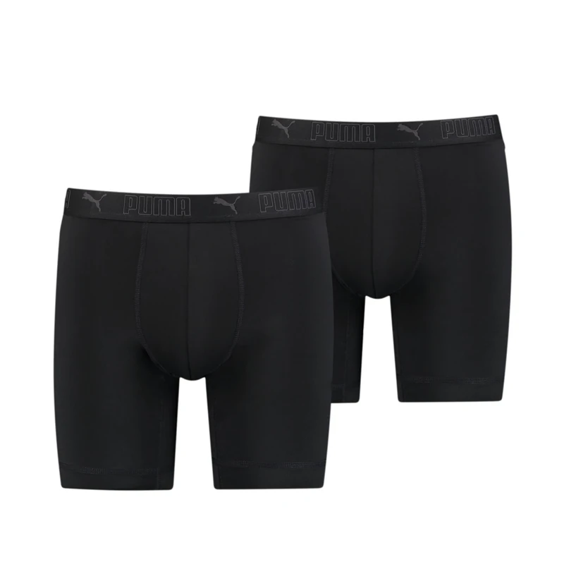 PUMA Men's Sport Microfiber Long Boxer Shorts, Black, L UK