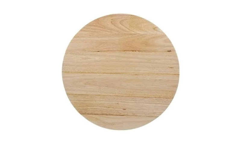 Bolero Pre-drilled Round Tabletop 600 mm, Natural Wood Effect, Size: 25(H) x 600(Dia) mm, Rubber Wood Natural Material, Water Resistant, DY738