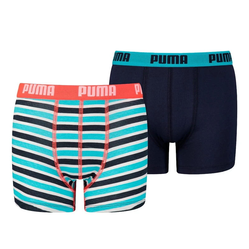 PUMA Boys Boxer, Fluo Red/Blue, 122-128 (Pack of 2)