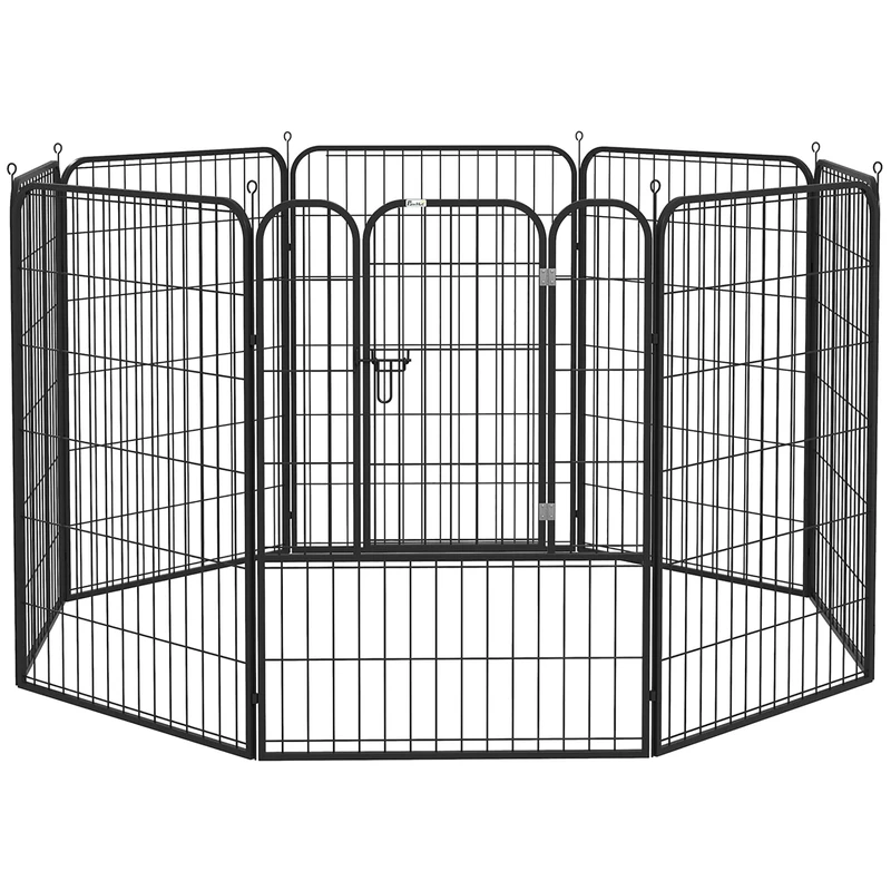 PawHut Dog Pen 8 Panels Puppy Pen Heavy Duty Pet Playpen for Indoor Outdoor for Dogs, Rabbits, Ducks 100cm High