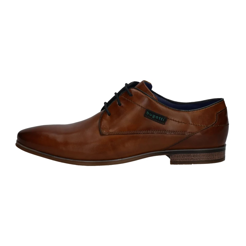 bugatti Men's Business low shoe made of high-quality leather, Derby in minimalist design, Cognac Brown, 10.5 UK