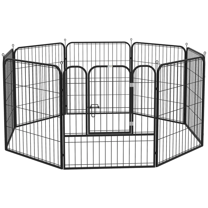 PawHut Dog Pen 8 Panels Puppy Pen Heavy Duty Pet Playpen for Indoor Outdoor for Dogs, Rabbits, Ducks 80cm High