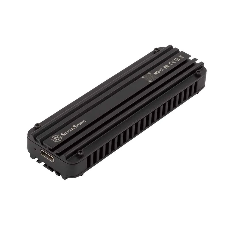 SilverStone Technology SST-MS12-20Gbps SuperSpeed + USB 3.2 Type C to NVMe M.2 SSD Enclosure, Black