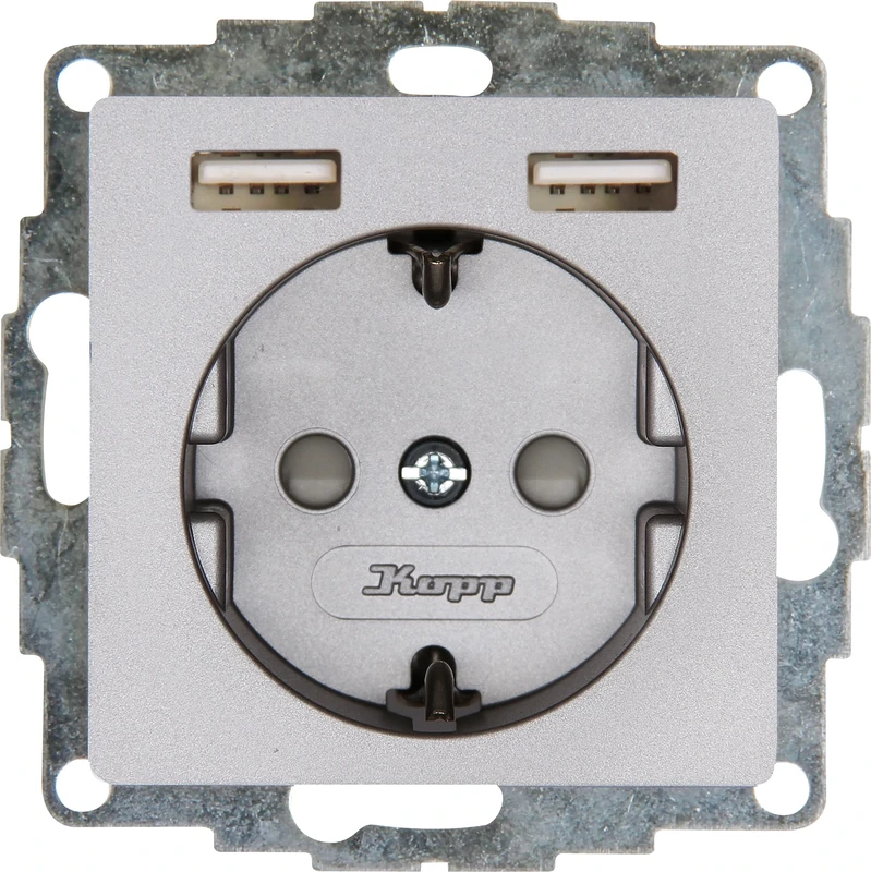 Kopp 296247006 Flush-Mounted Protective Contact Socket, Steel