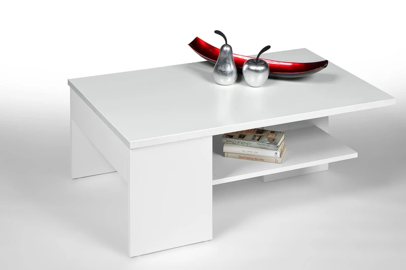 Alfa-Tische Coffee Table White Decor, Extravagant Shape, Drawer, Engineered Wood, Mittelgroß - Image 1