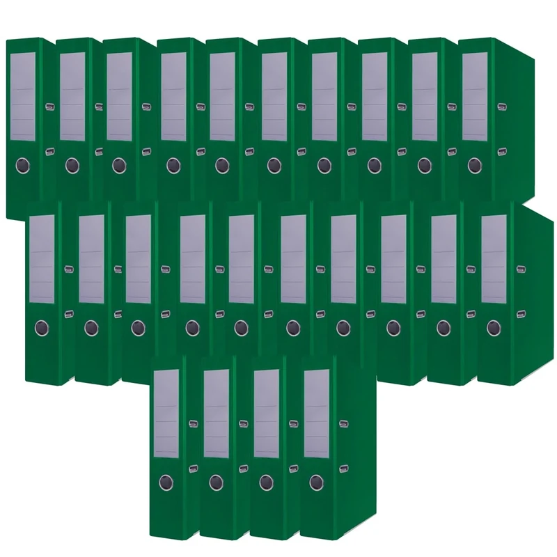 Office Products Pack of 24 Folders Green A4 75 mm Paper Cardboard Plastic Cover PP Slotted Folder Metal Edge Protection