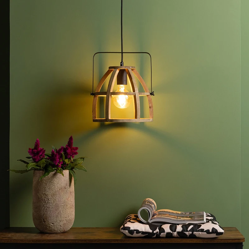 Brilliant Calley 99354/76 Pendant Lamp Light, LED Wood Dark/Black - Image 1