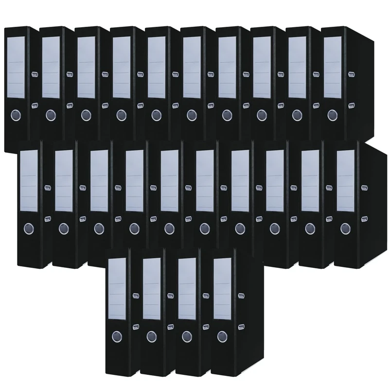 Office Products Pack of 24 Folders Black A4/75 mm Paper Cardboard Plastic Cover PP Slot Folder Office File Cardboard Folder Metal Edge Protection