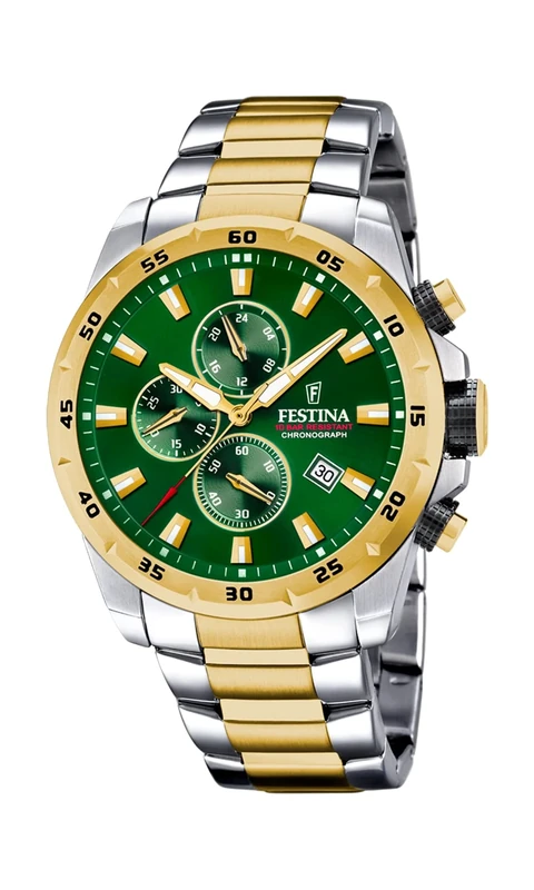 Festina Gold PVD-Plated Chronograph Watch with Steel Bracelet F20562/3