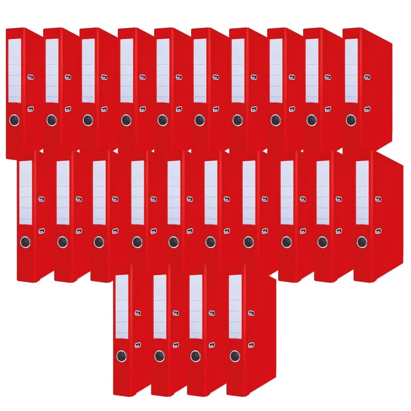 OFFICER PRODUCTS Products Pack of 24 Folders, Red, DIN A4/50 mm, Paper Cardboard/Plastic Cover, PP Slotted Folder, Office Folder, Cardboard Folder, File Folder, Metal Edge Protection