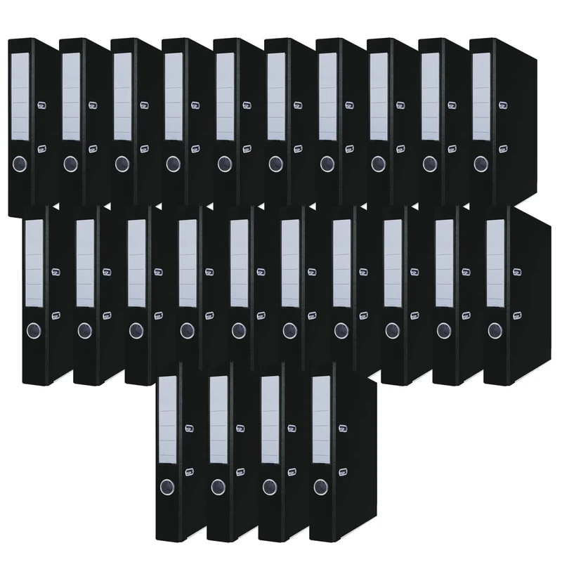 Officer Products Products Pack of 24 Folders, Black, DIN A4/50 mm, Paper Cardboard/Plastic Cover, PP Slotted Folder, Office Folder, Cardboard Folder, File Folder, Metal Edge Protection