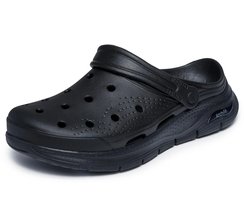 Skechers Men's Arch FIT Valiant Sliding Sandals, Black, 8 UK