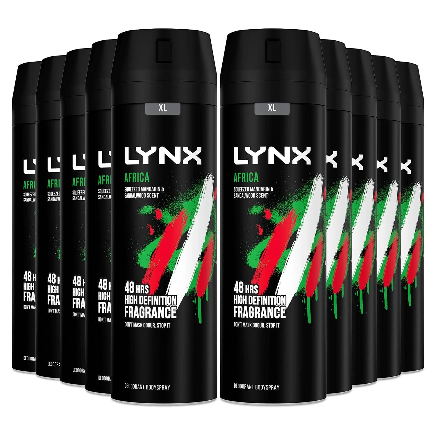 Lynx Africa Deodorant for Men, Body Spray, Deodorant Spray with 48 Hours High Definition Fragrance of Geranium and Vanilla Scent, 200ml (Pack of 10)