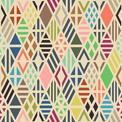 Homemania Square Print Geometric Colours Home Entrance Kitchen Bedroom Living Room Decoration Multicolour Polyester Cotton 80 x 200 cm