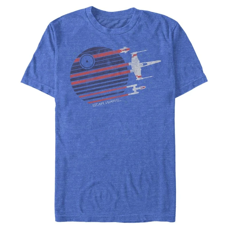 Star Wars Men's Rebel Flyby T-Shirt, Royal Blue Heather, Large