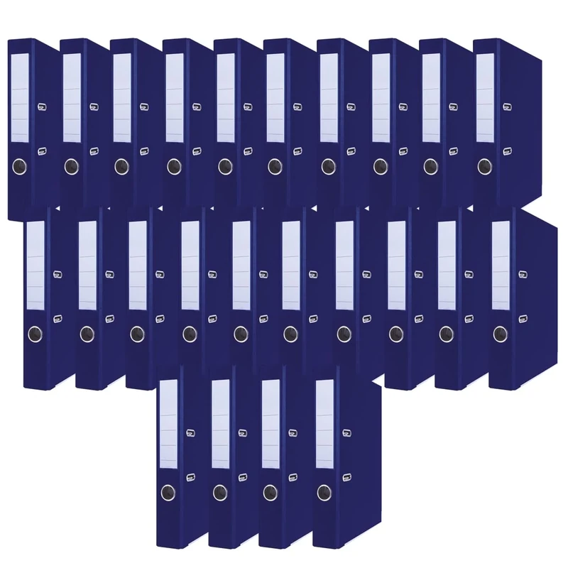 OFFICER PRODUCTS Pack of 24 folders, Dark Blue, DIN A4/50 mm, Paper Cardboard/Plastic Cover, PP Slotted Folder, Office Folder, Paper Folder, Metal Edge Protection