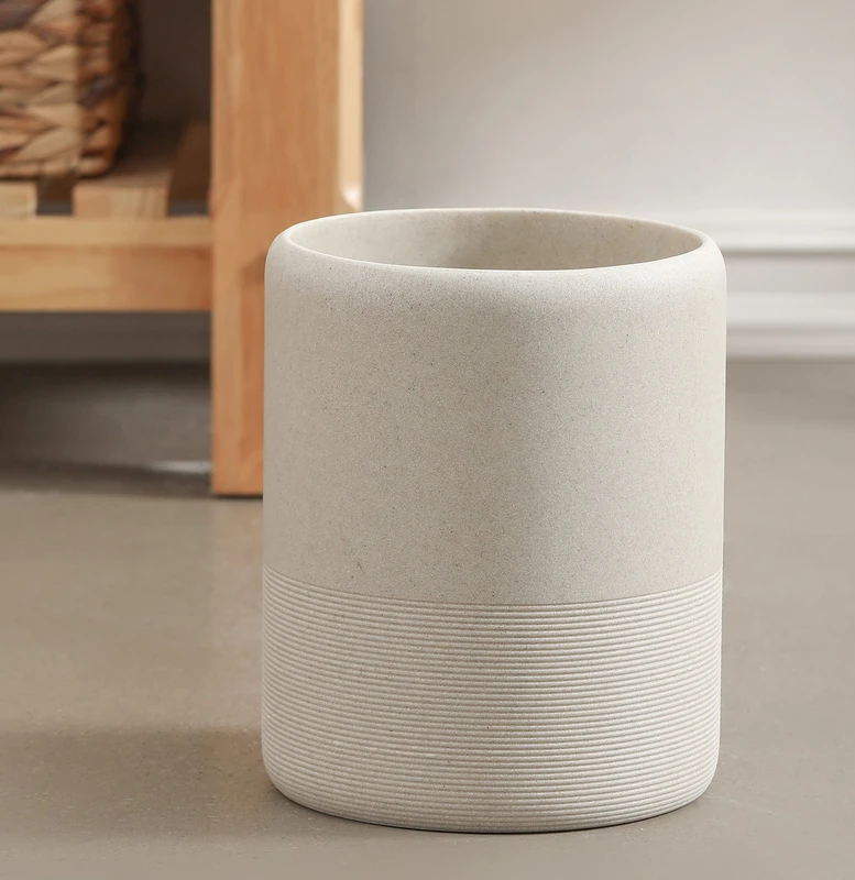 QL DESIGN Hight Quality Polyresin Wastebasket, Garbage Receptacle Bin for Bathrooms, Powder Rooms, Kitchens, Home Offices